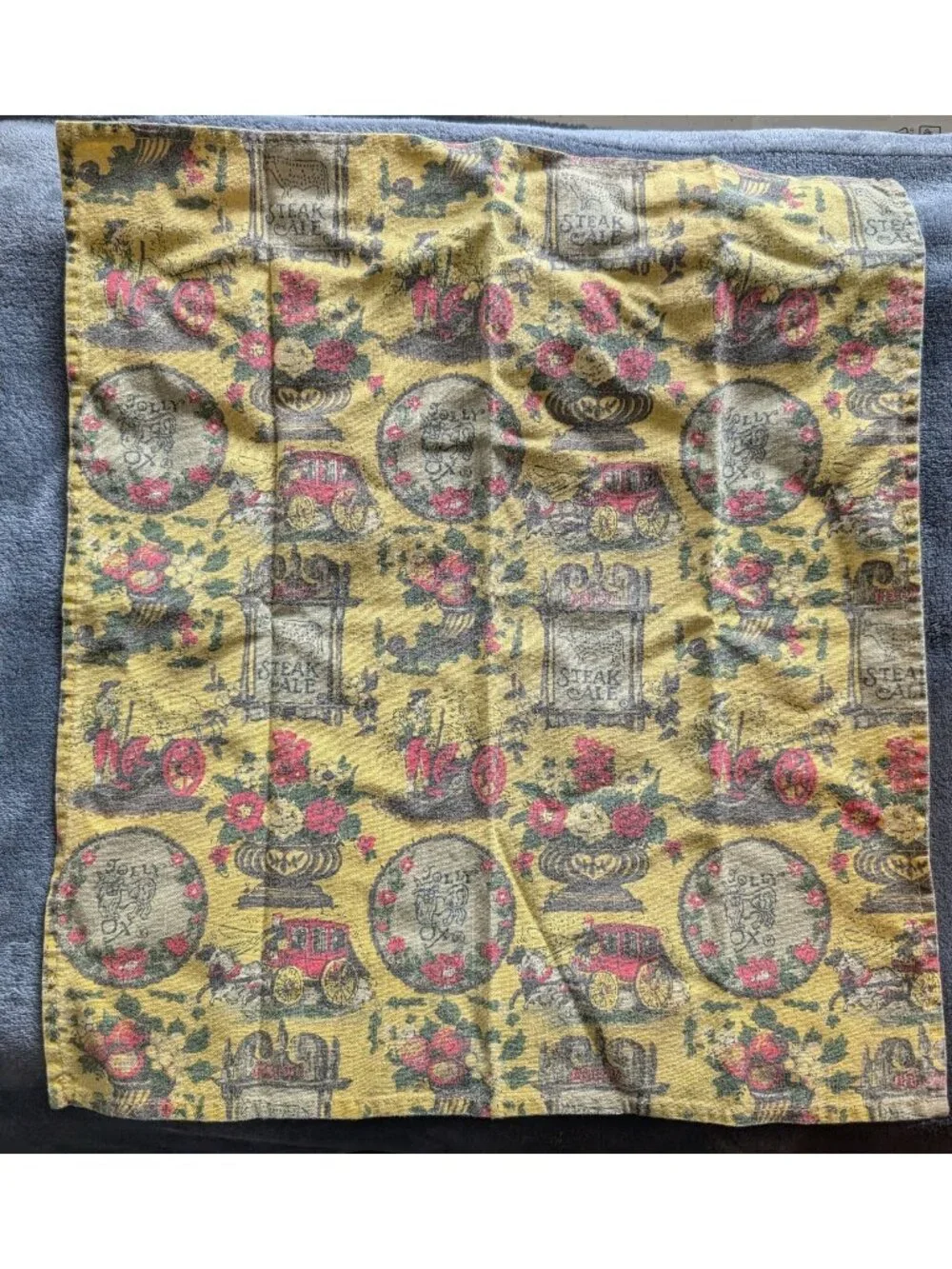Vintage Americana Jolly Ox/Steak & Ale Fabric Napkin